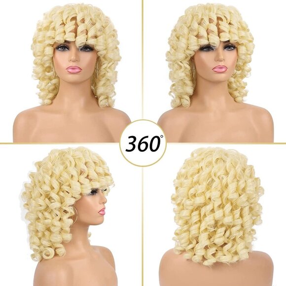 Blonde Afro Curly Short Bob Wig - Picture 3 of 3